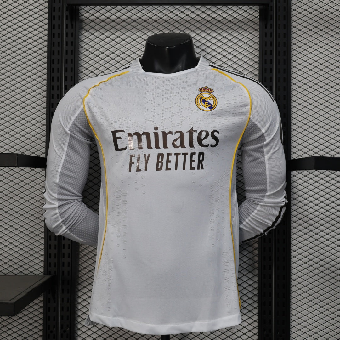 Maillot Real Madrid Domicile 2025/26 – Version Joueur à Manches Longues
