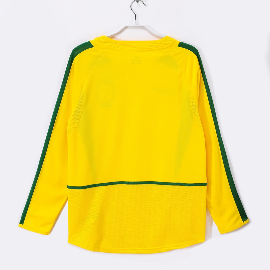 Maillot Rétro Brésil 2002 Domicile à Manches Longues