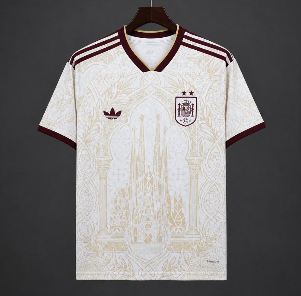 Maillot Espagne 2026 – Design Graphique White Gold Édition Spéciale