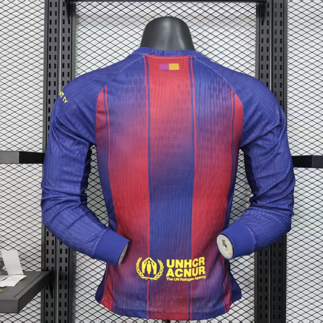 Maillot FC Barcelone Domicile Player 2025/26 à Manches Longues