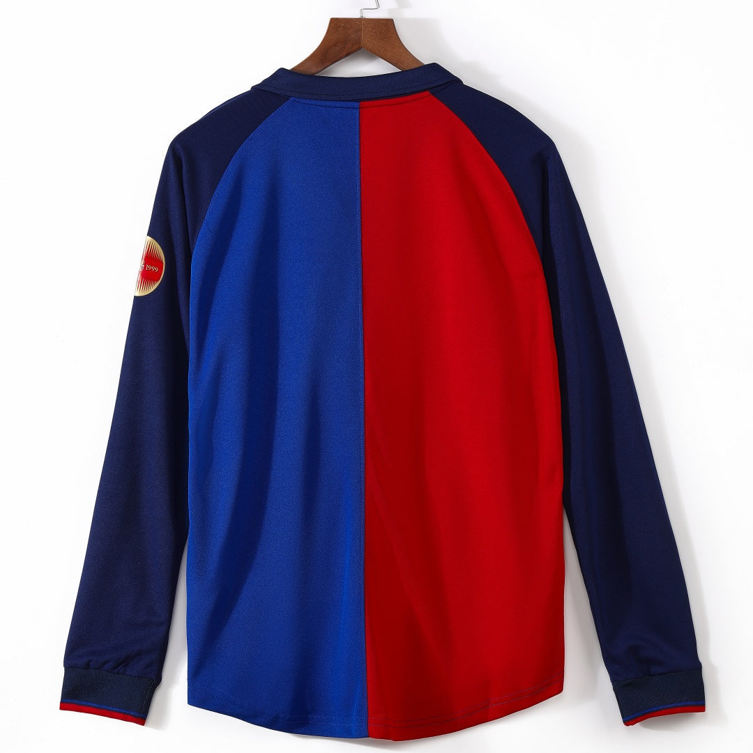 Maillot Rétro FC Barcelone 1999-2000 Domicile à Manches Longues