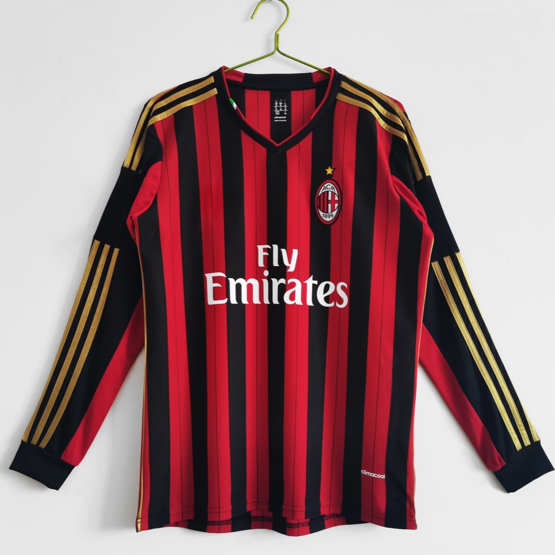 Maillot Rétro AC Milan Domicile 2013-2014 à Manches Longues