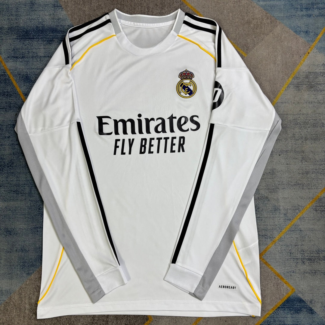 Maillot Domicile Real Madrid 2025/26 à Manches Longues