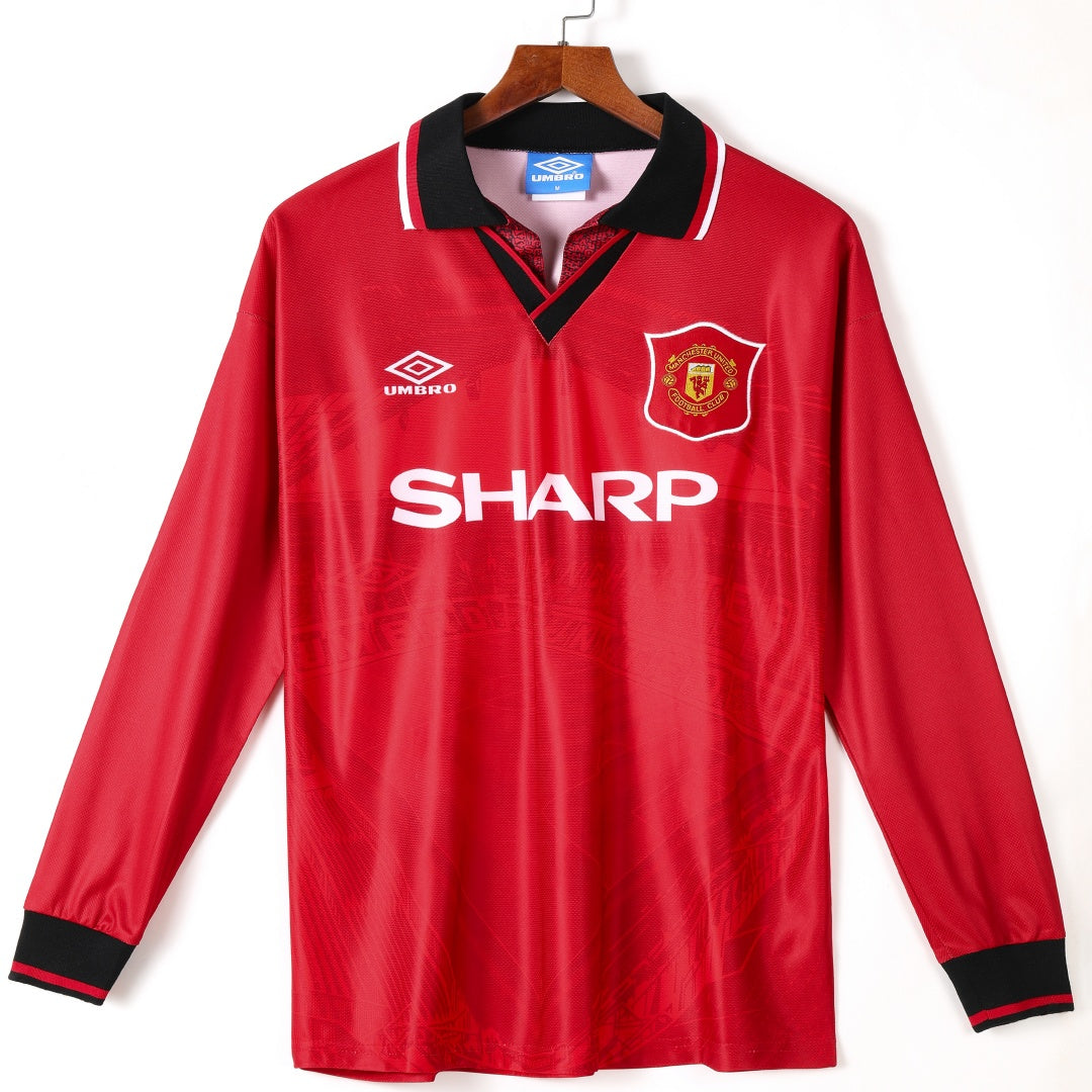 Maillot Domicile Rétro Manchester United 1994-1996 à Manches Longues