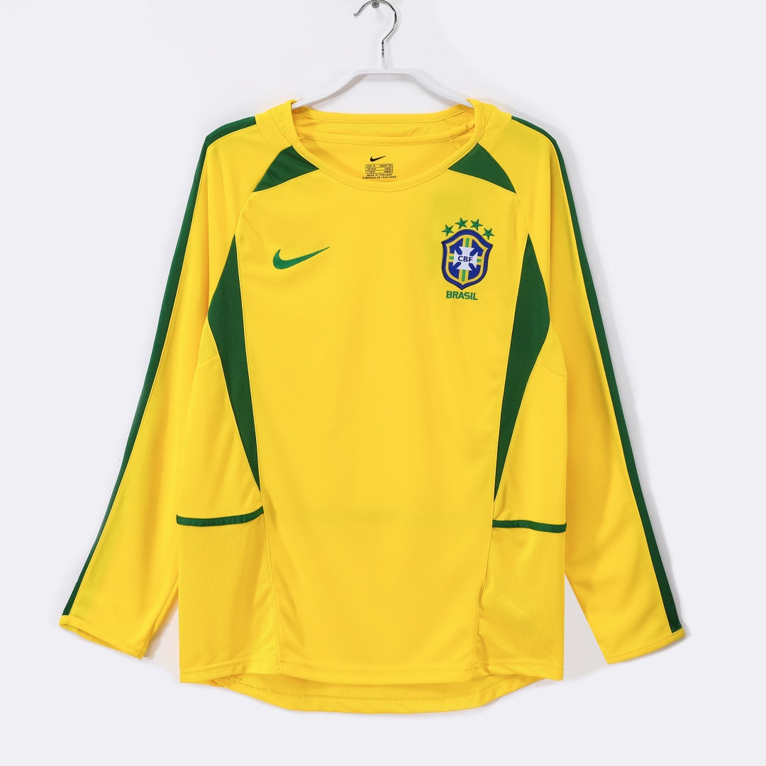 Maillot Rétro Brésil 2002 Domicile à Manches Longues