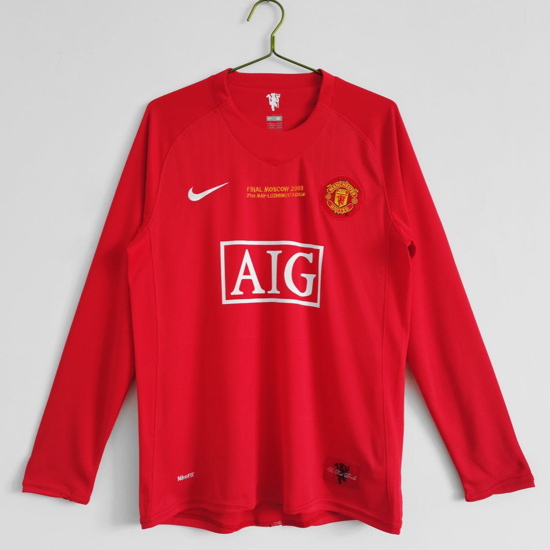 Maillot Rétro Manchester United Domicile à Manches Longues 2007-2008