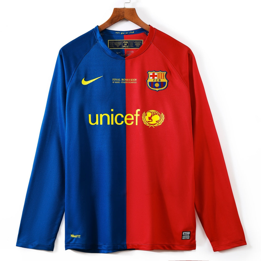 Maillot Rétro FC Barcelone 2008-2009 Domicile à Manches Longues