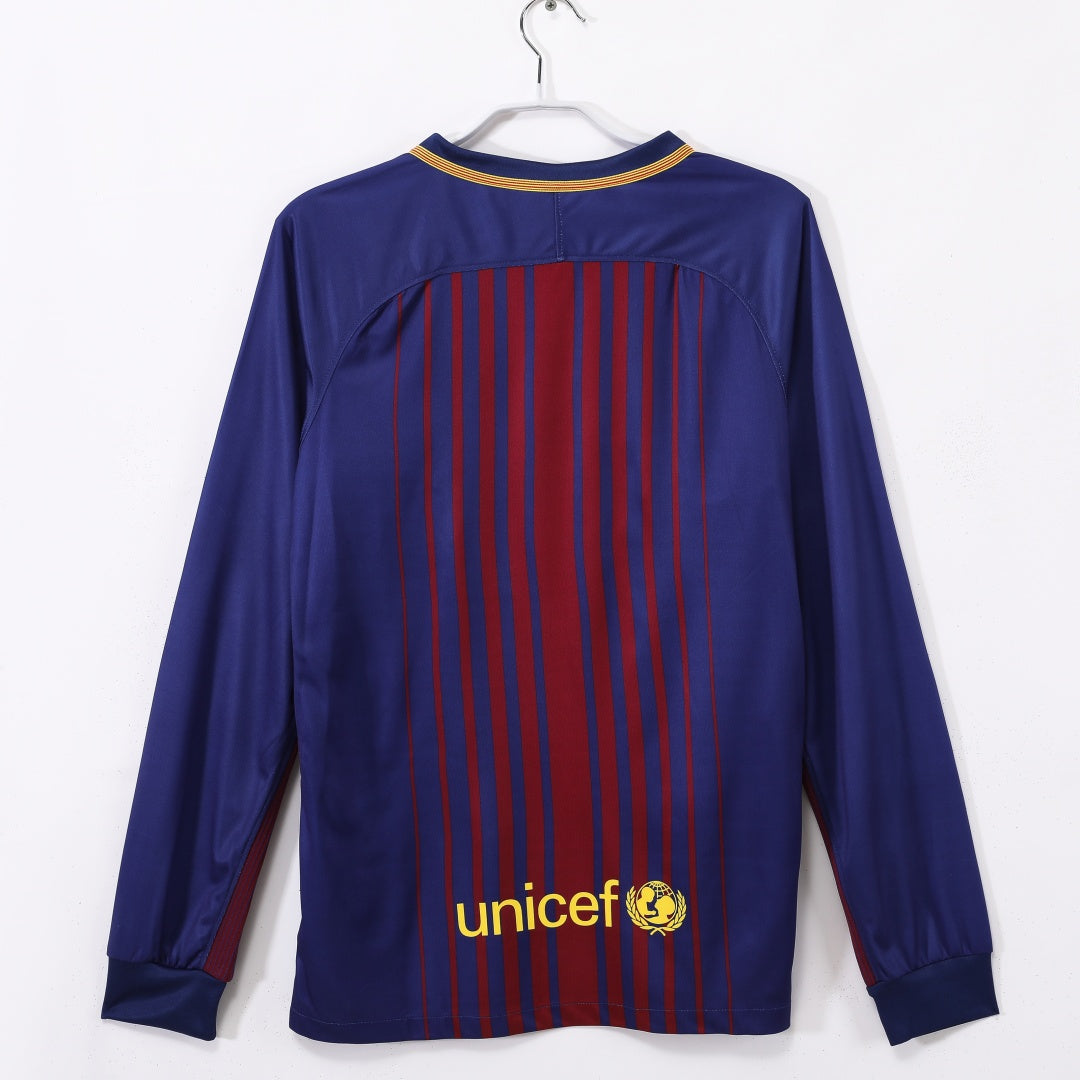 Maillot Rétro FC Barcelone 2017-2018 Domicile à Manches Longues