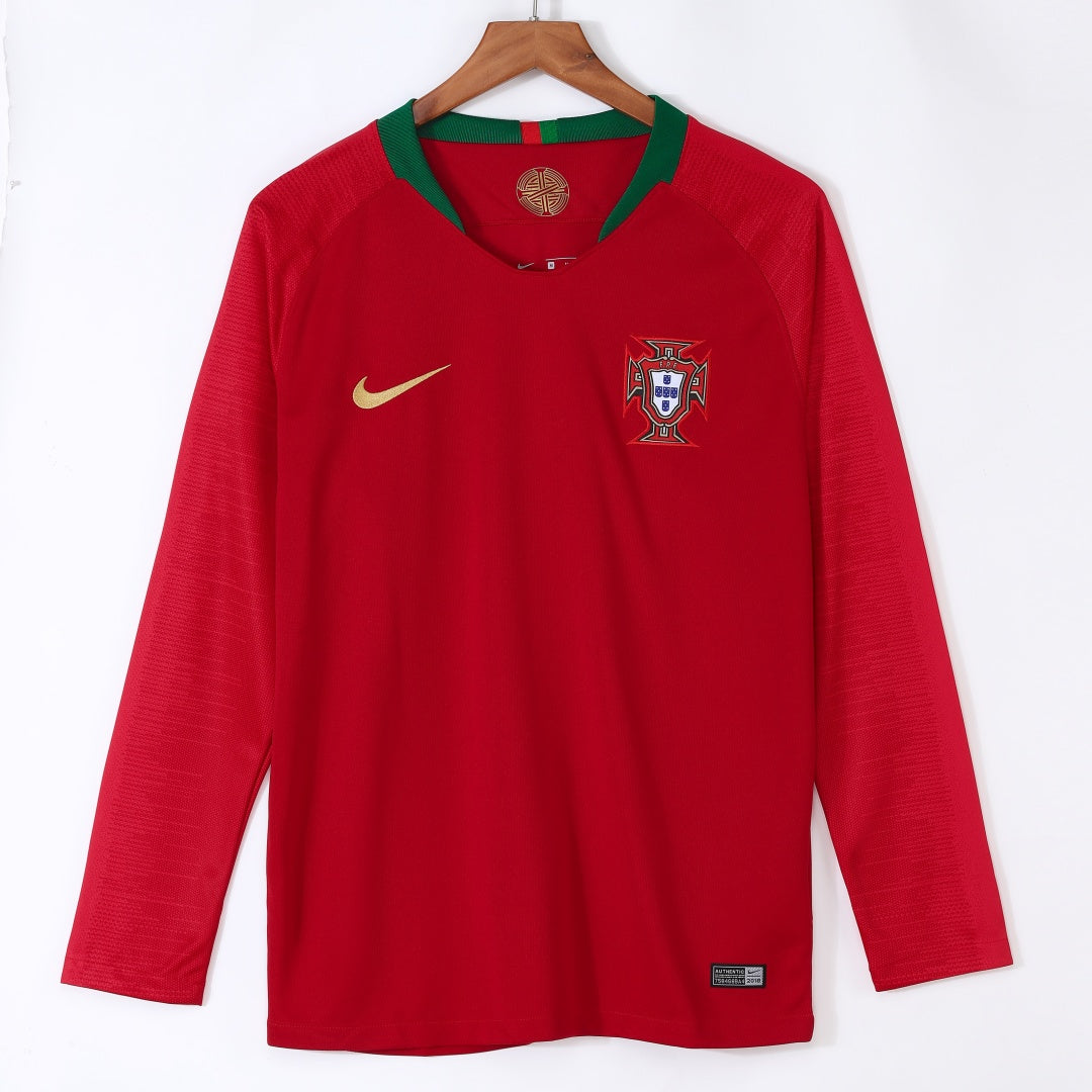 Maillot Rétro Portugal Domicile 2018 à Manches Longues