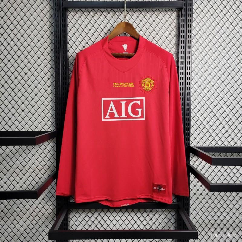 Maillot Rétro Manchester United Domicile à Manches Longues 2007-2008