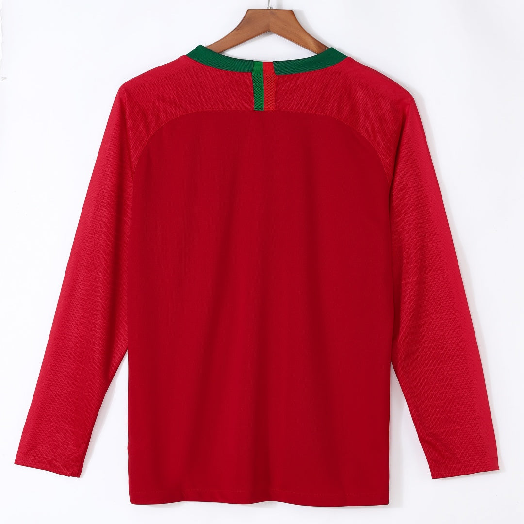 Maillot Rétro Portugal Domicile 2018 à Manches Longues