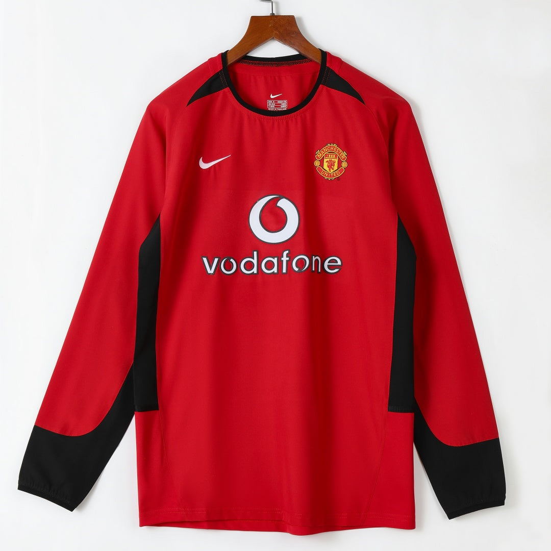 Maillot Rétro Manchester United Domicile 2002-2004 à Manches Longues