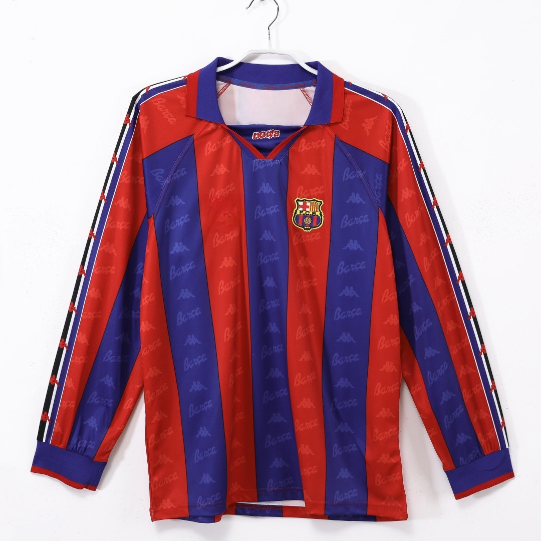 Maillot Rétro FC Barcelone Domicile 1995-1997 à Manches Longues