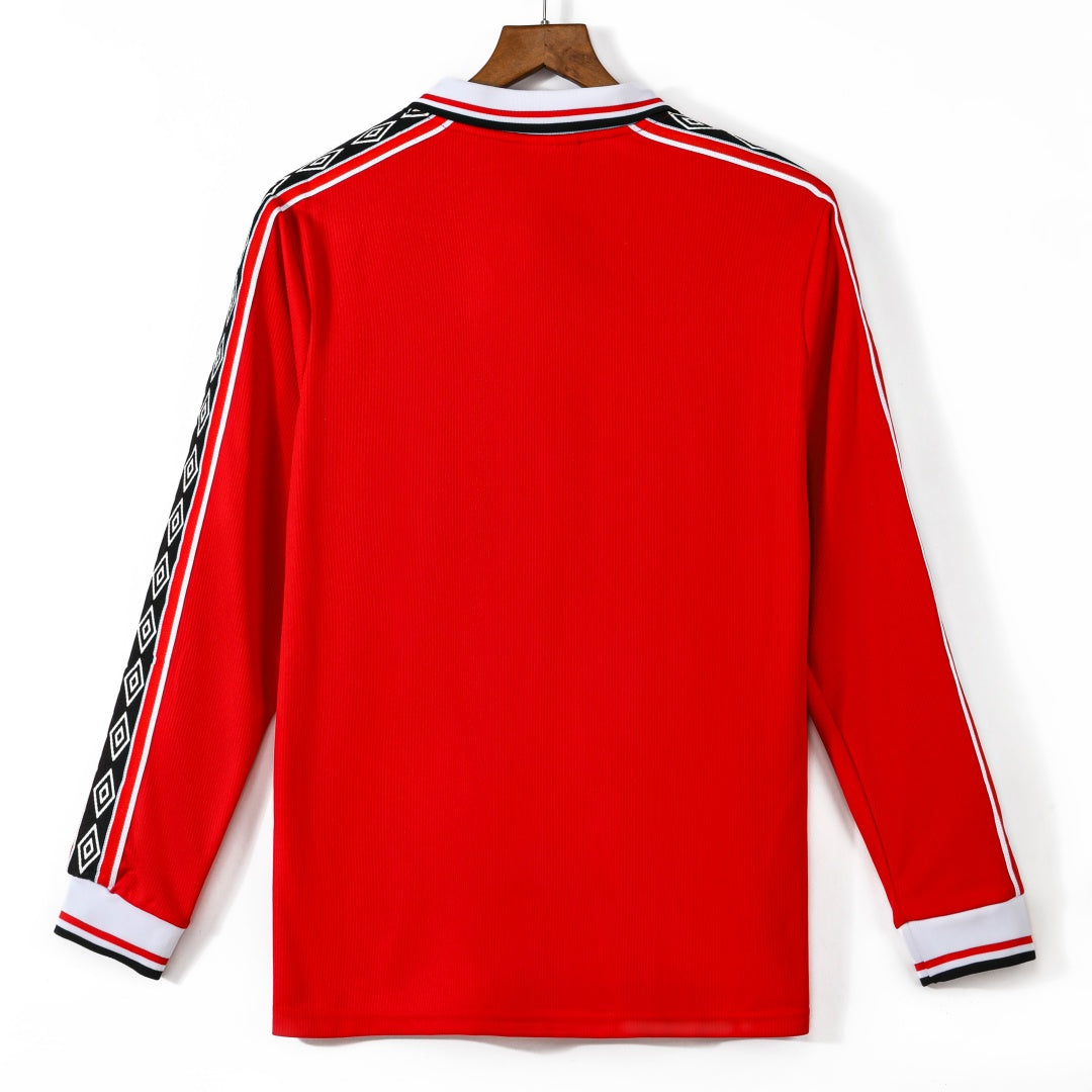 Maillot Rétro Manchester United 1998-1999 Domicile à Manches Longues