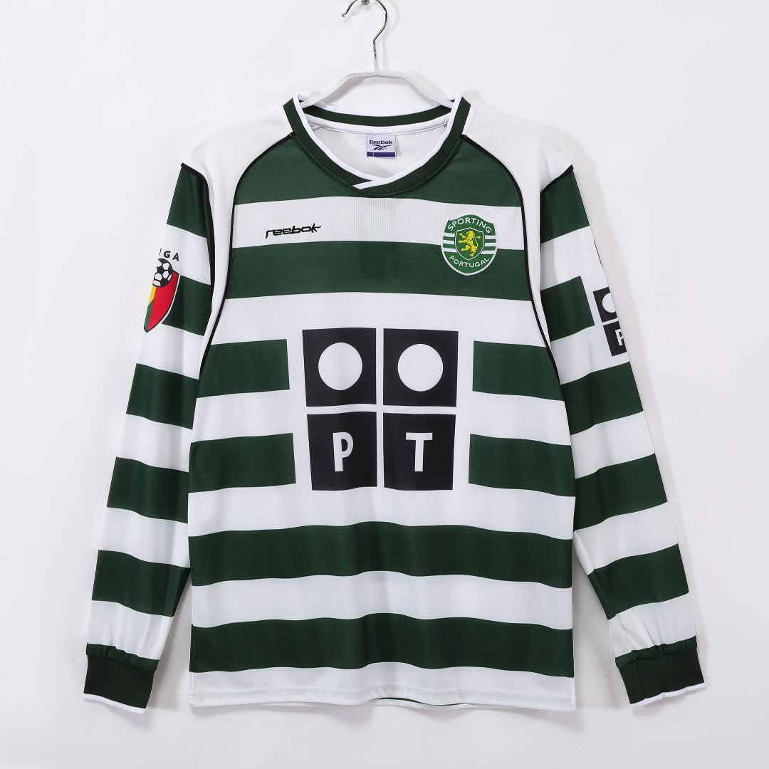 Maillot Rétro Sporting CP Domicile 2001-2003 à Manches Longues