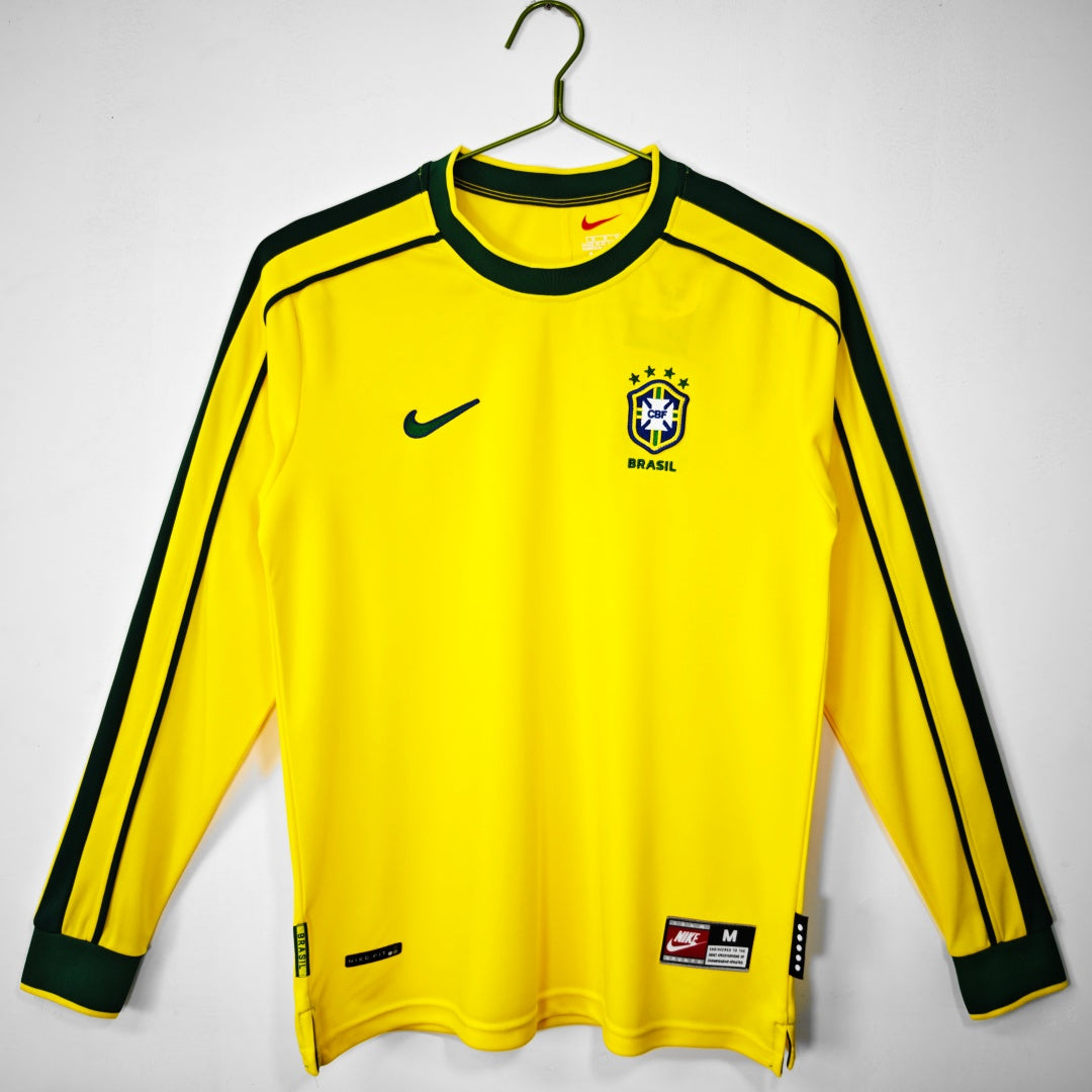 Maillot Rétro Brésil 1998 à Manches Longues – Édition Domicile