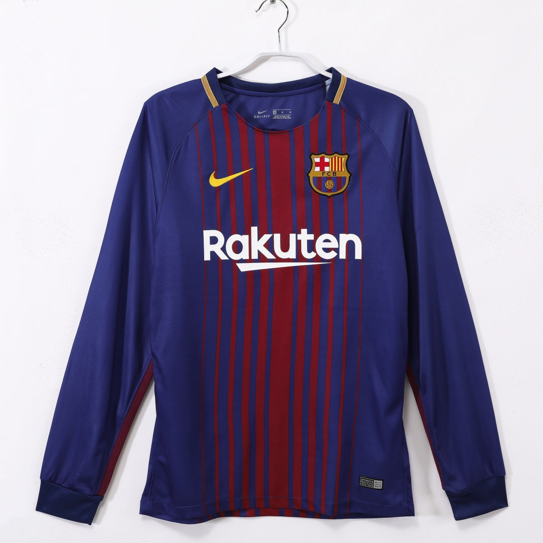 Maillot Rétro FC Barcelone 2017-2018 Domicile à Manches Longues